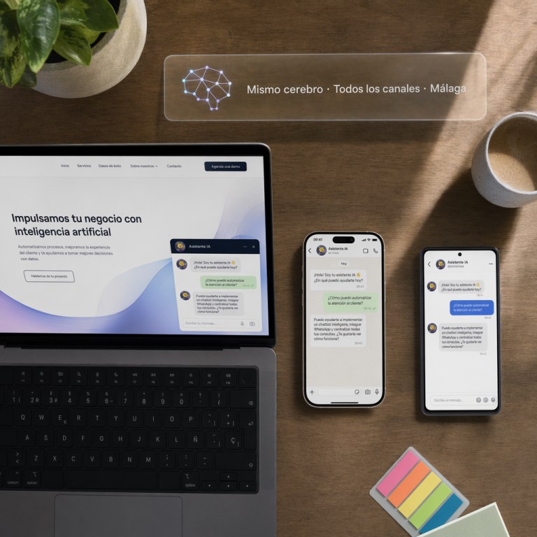 Chatbots IA en Málaga — profesional analizando dashboard