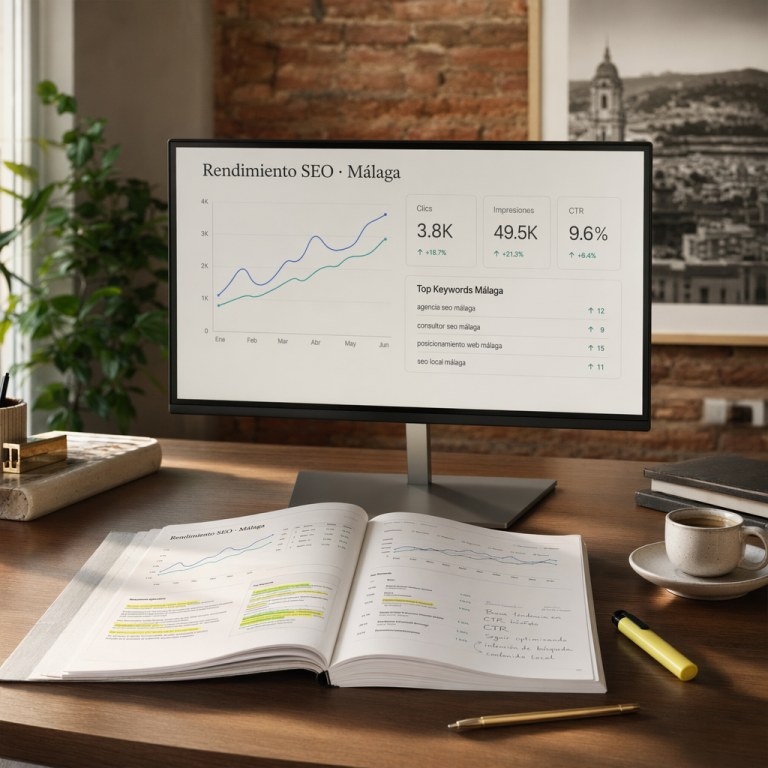 SEO en Málaga — Dashboard Google Search Console con rankings de keywords