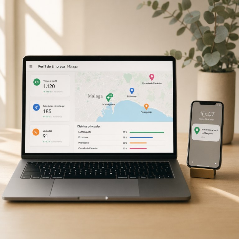 SEO Local en Málaga — Mapa de Málaga con pines del Pack Local destacados por barrio