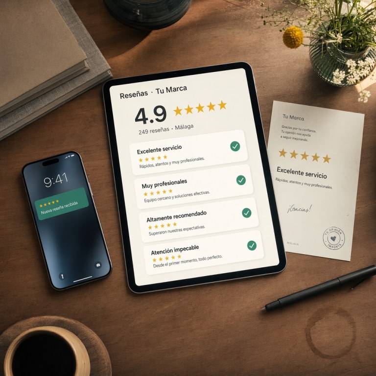 SEO Local en Málaga — Gestión reseñas Google Business Profile con 4.9 estrellas