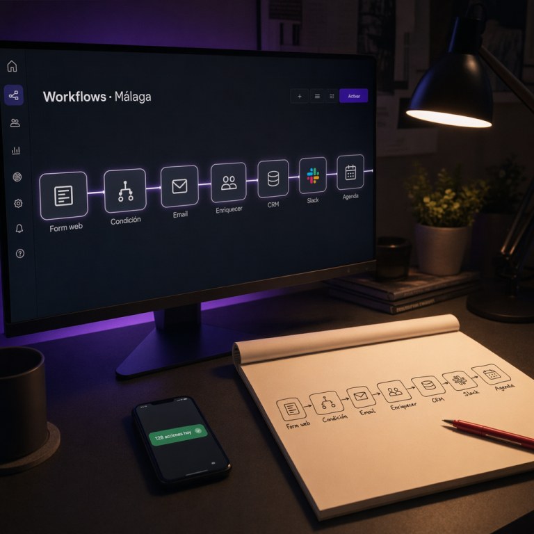 Automatización en Málaga — profesional analizando dashboard